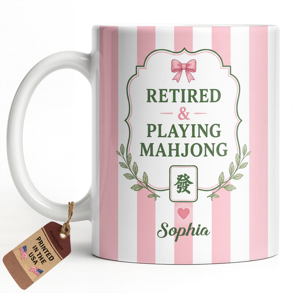 Personalized Mahjong Coffee Mug Custom Gift for Mom & Grandma Edge-to-edge Mug GradoCreations