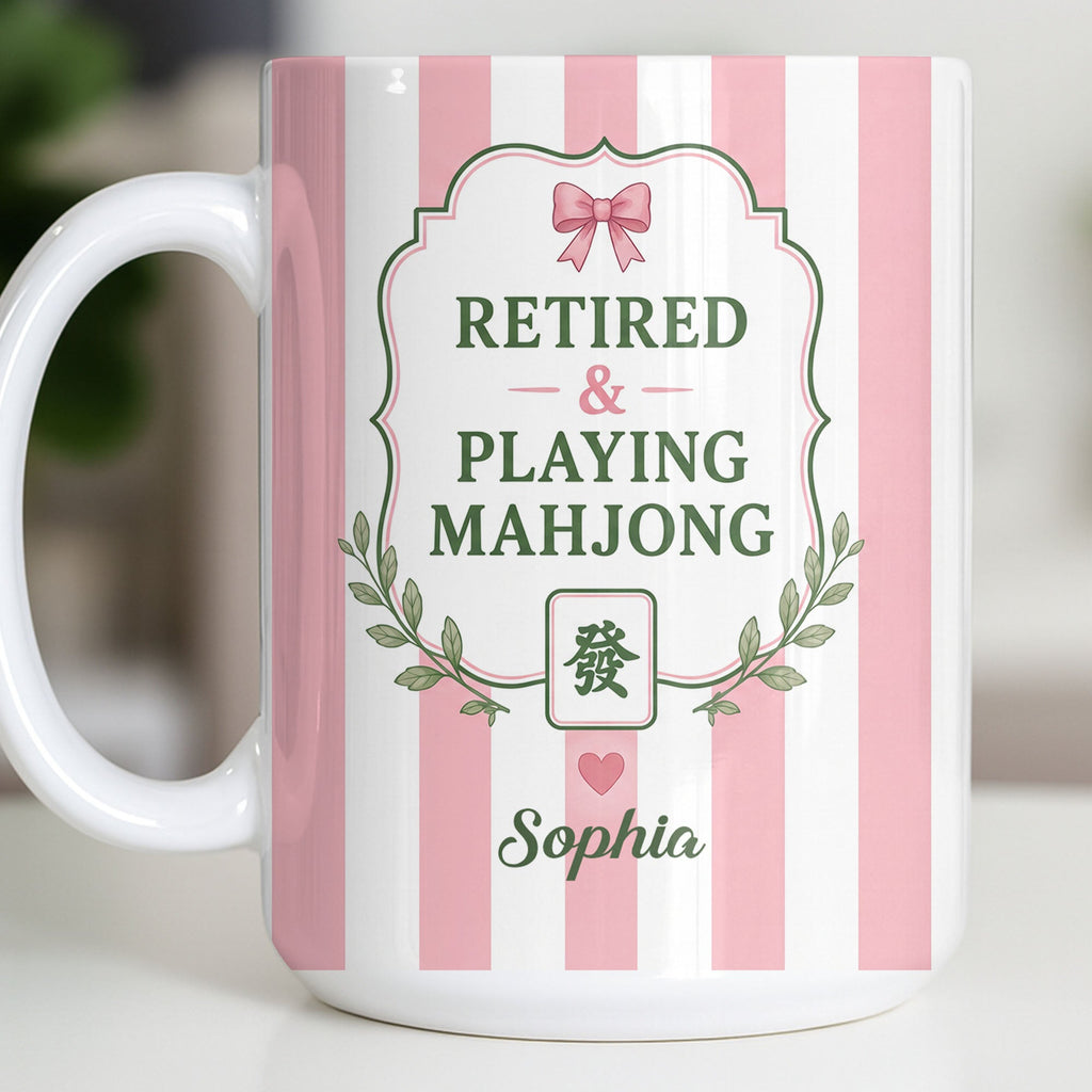Personalized Mahjong Coffee Mug Custom Gift for Mom & Grandma Edge-to-edge Mug GradoCreations