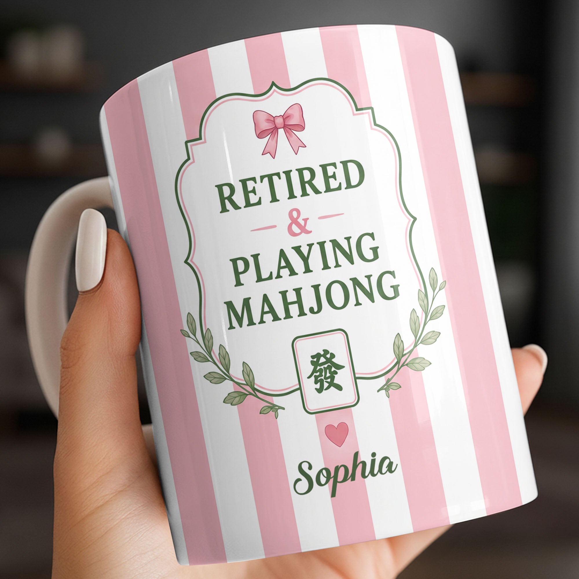 Personalized Mahjong Coffee Mug Custom Gift for Mom & Grandma Edge-to-edge Mug GradoCreations