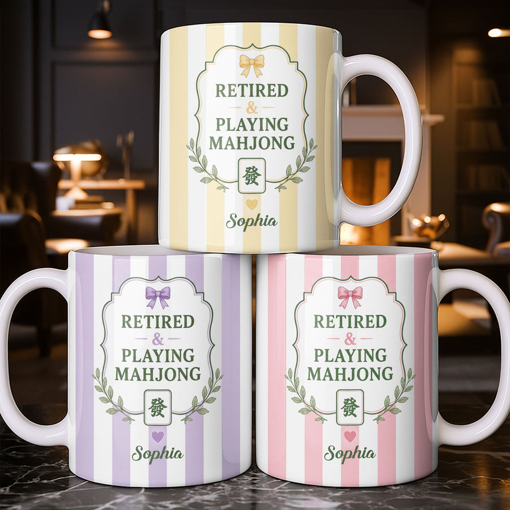 Personalized Mahjong Coffee Mug Custom Gift for Mom & Grandma Edge-to-edge Mug GradoCreations