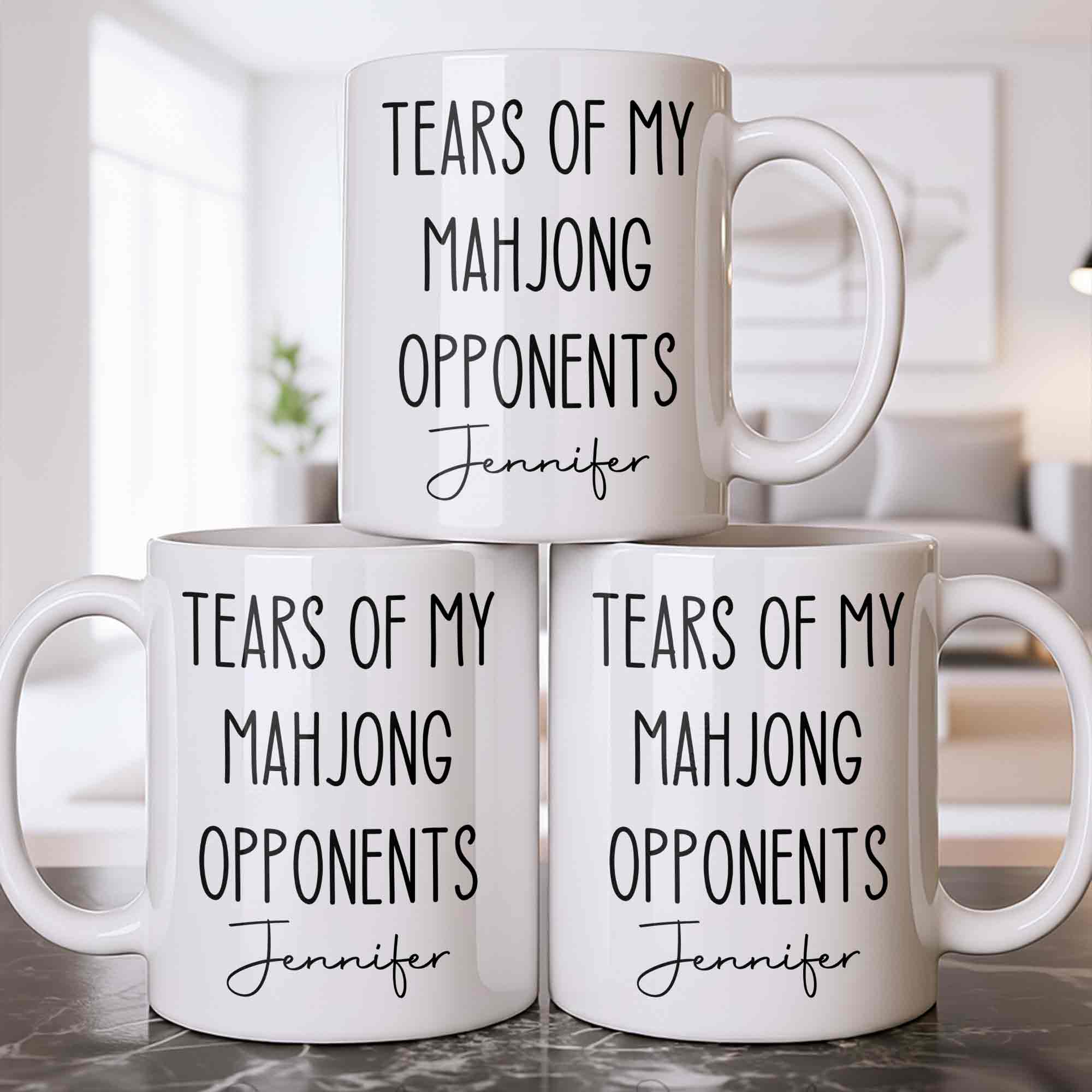 Personalized Mahjong Opponents Coffee Mug Custom Name Gift Edge-to-edge Mug GradoCreations