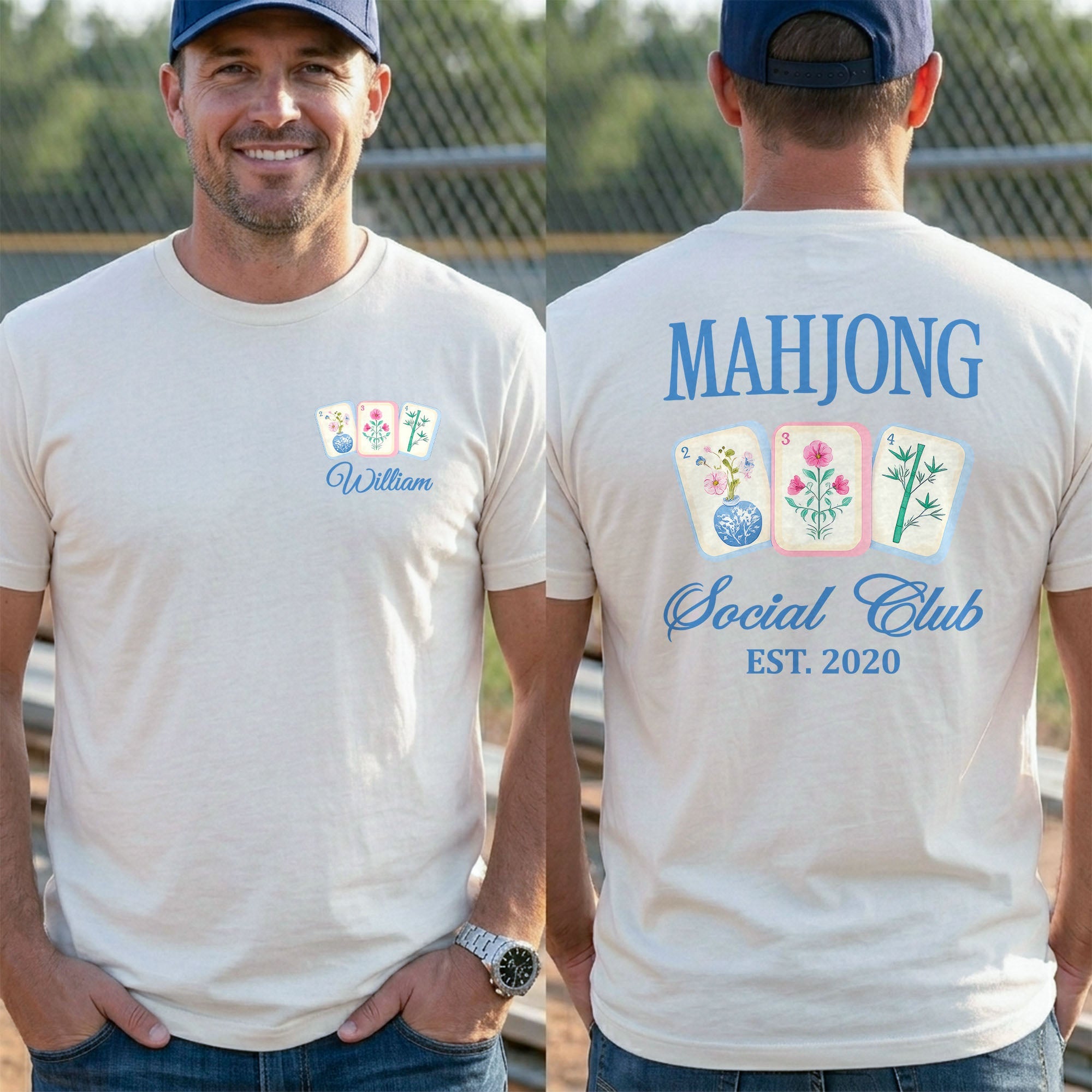 Personalized Mahjong T-Shirt Custom Front & Back Gift for Him T-Shirt Font and Back GradoCreations