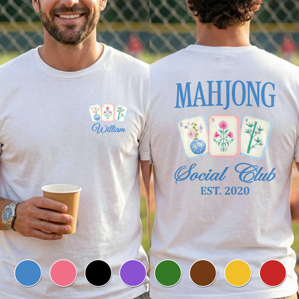 Personalized Mahjong T-Shirt Custom Front & Back Gift for Him T-Shirt Font and Back GradoCreations