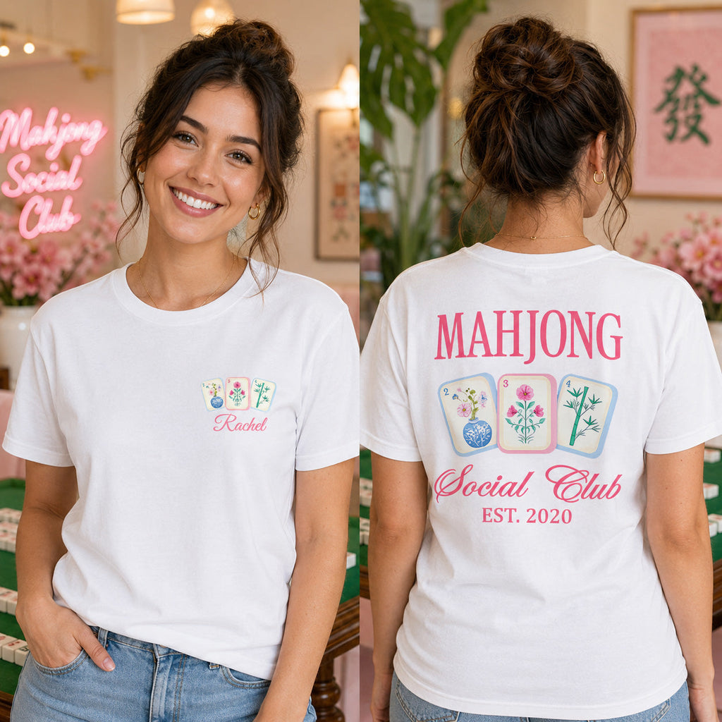 Personalized Mahjong T-Shirt Custom Front & Back Gift for Him T-Shirt Font and Back GradoCreations