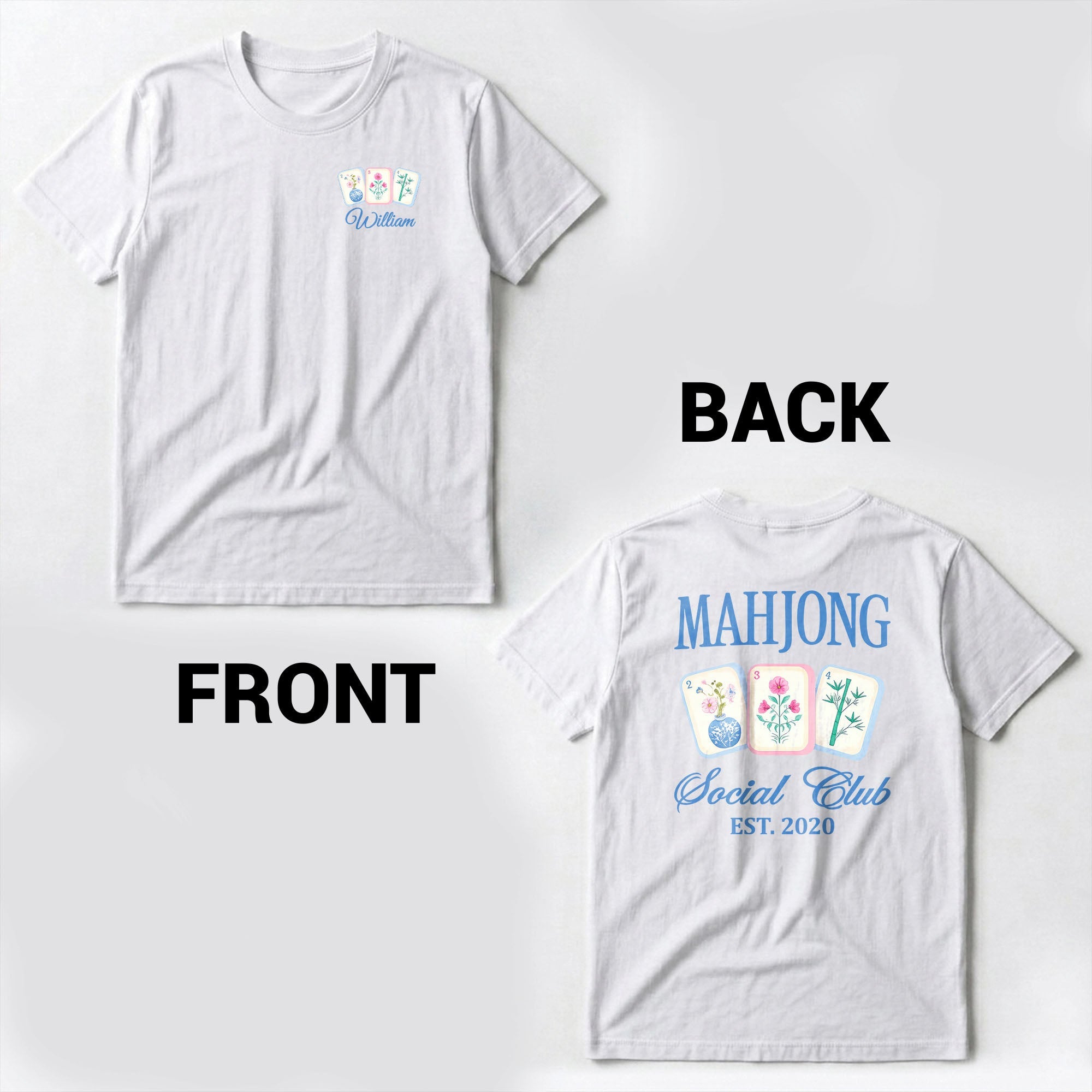 Personalized Mahjong T-Shirt Custom Front & Back Gift for Him T-Shirt Font and Back GradoCreations