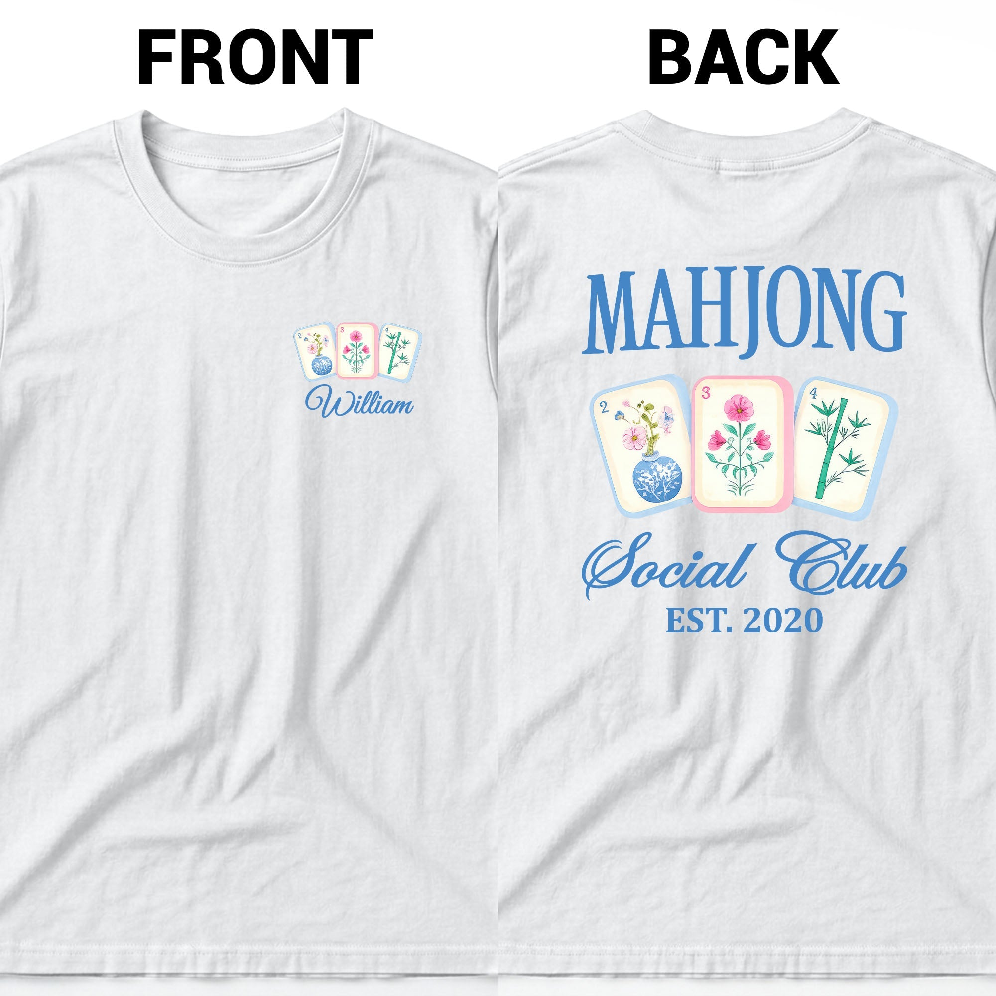 Personalized Mahjong T-Shirt Custom Front & Back Gift for Him T-Shirt Font and Back GradoCreations