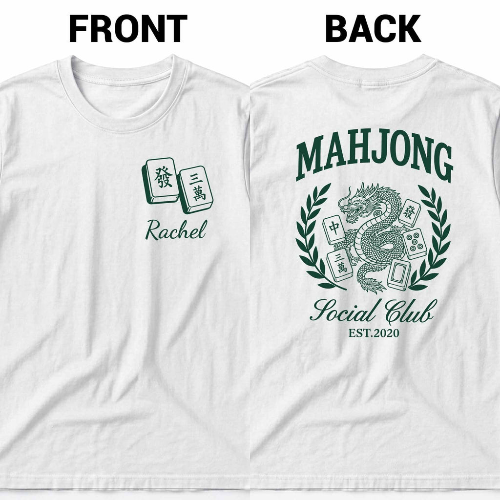 Personalized Mahjong Dragon T-Shirt Custom Text Gift for Besties T-Shirt Font and Back GradoCreations