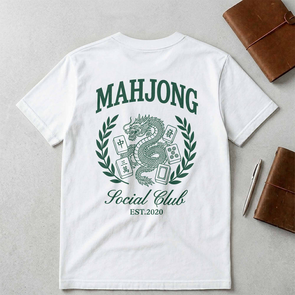 Personalized Mahjong Dragon T-Shirt Custom Text Gift for Besties T-Shirt Font and Back GradoCreations