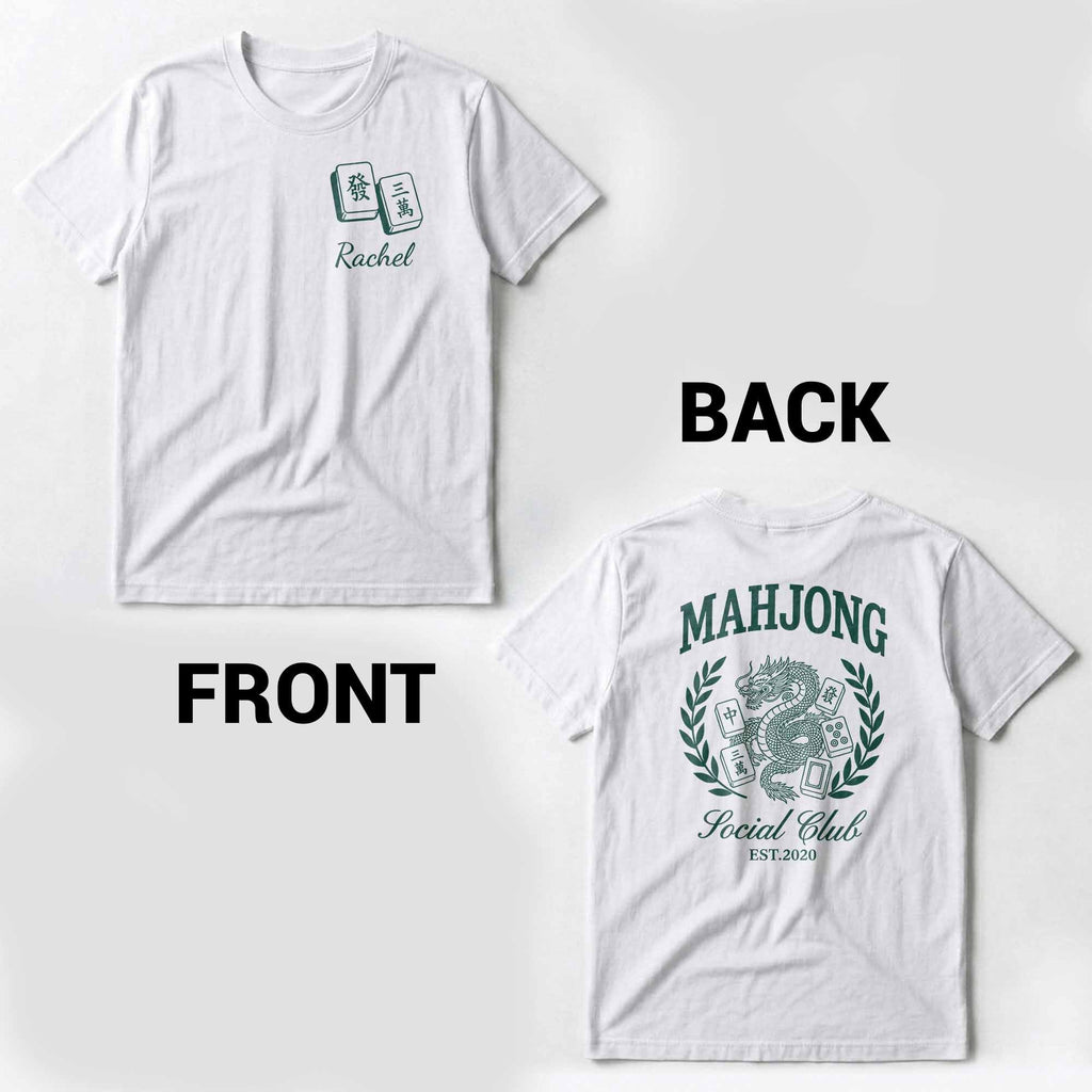 Personalized Mahjong Dragon T-Shirt Custom Text Gift for Besties T-Shirt Font and Back GradoCreations