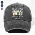 Personalized Washed Denim Cap Custom Mahjong Gift for Hobbyists Washed Denim Cap GradoCreations