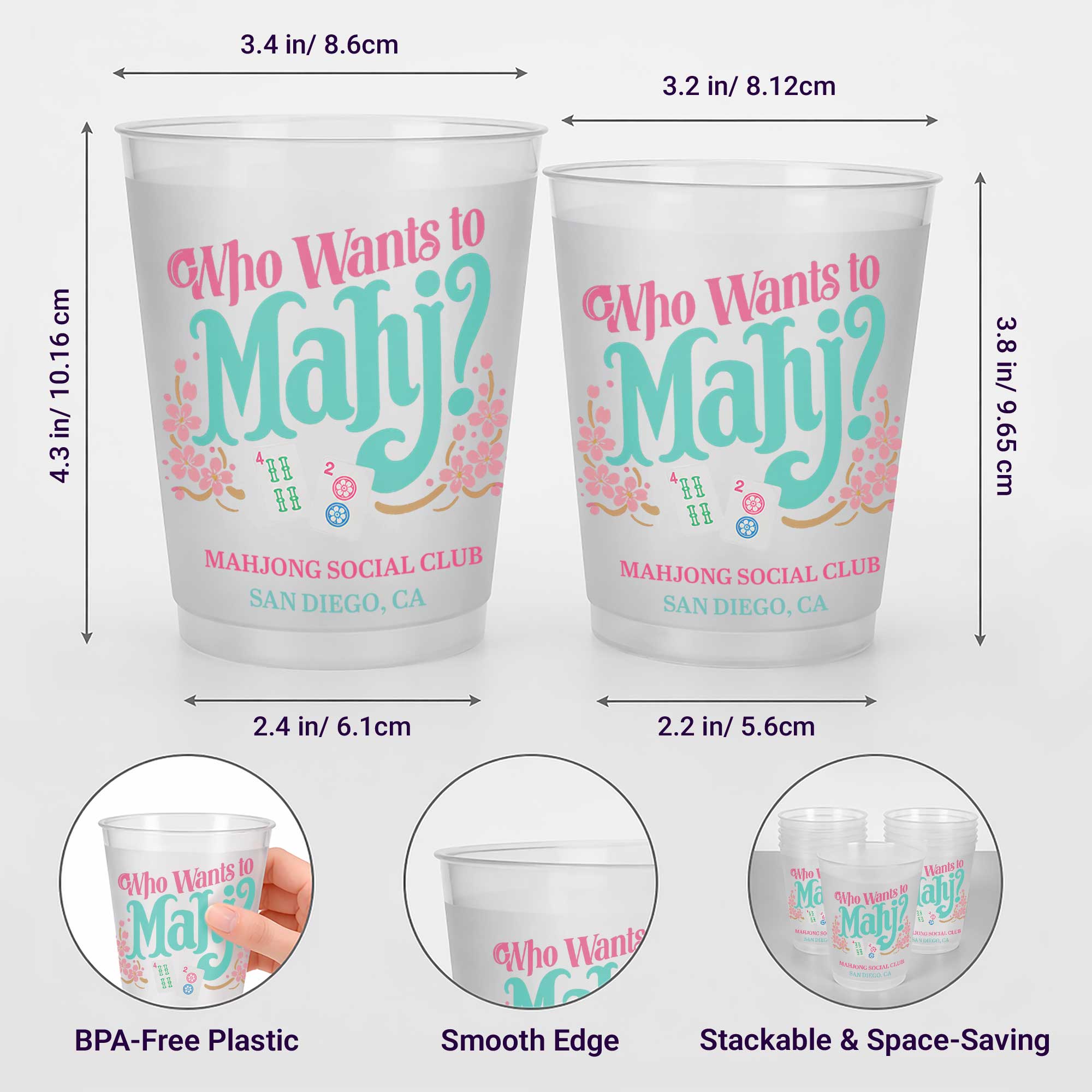 Personalized Frosted Cups Custom Name Gift for Mahjong Lovers Frosted Cups GradoCreations