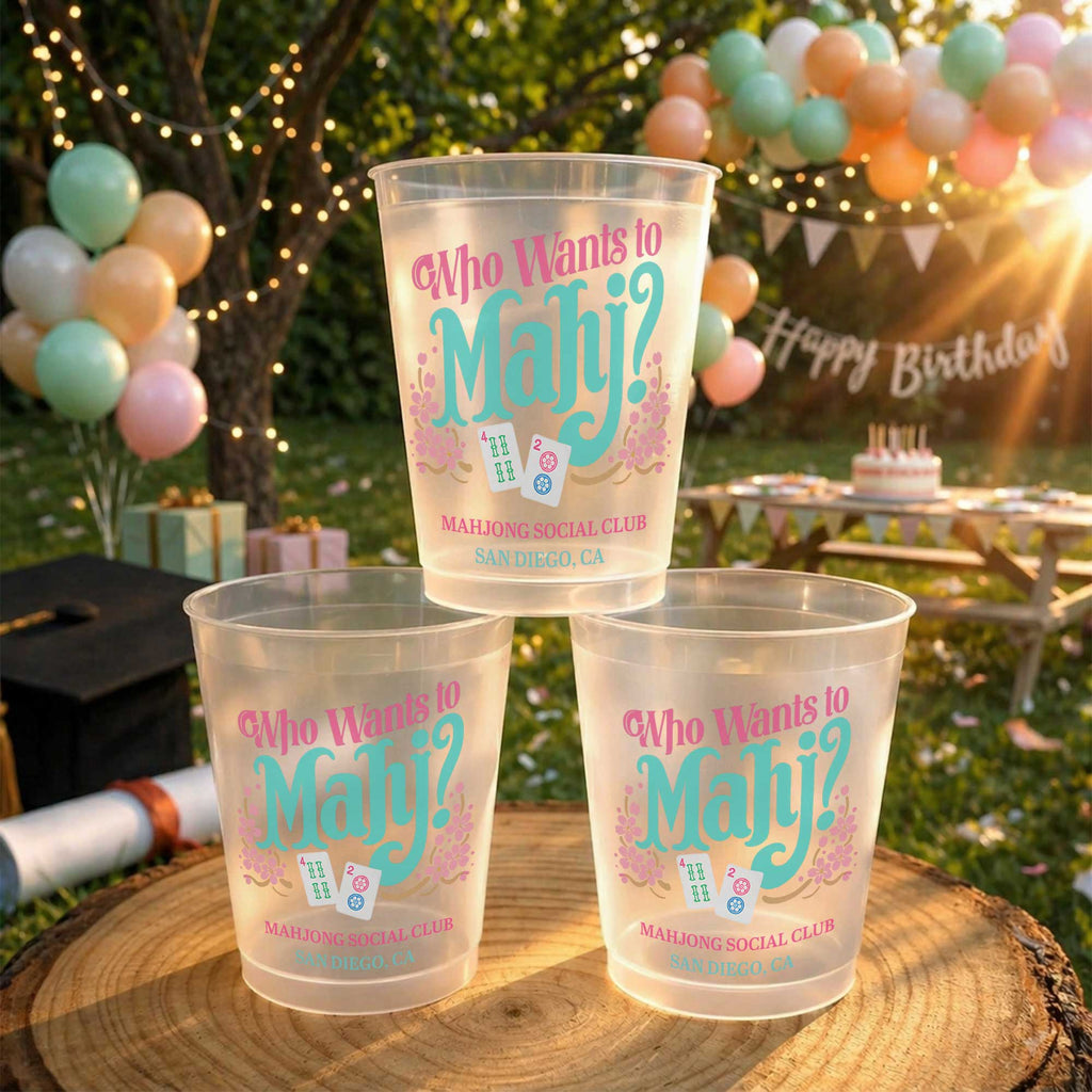 Personalized Frosted Cups Custom Name Gift for Mahjong Lovers Frosted Cups GradoCreations