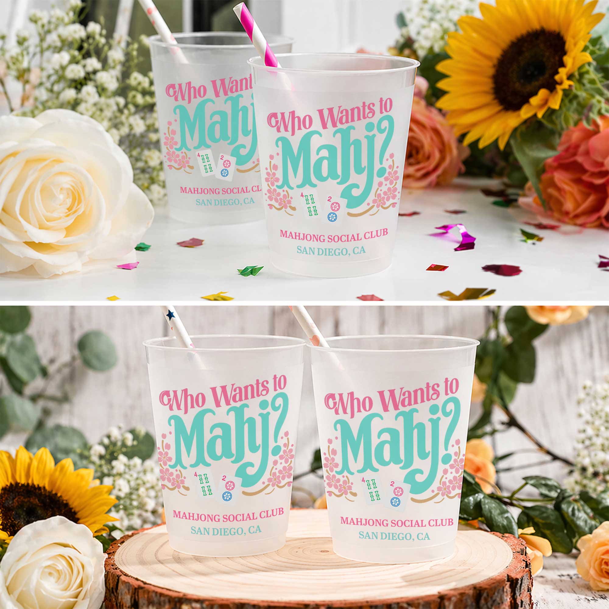 Personalized Frosted Cups Custom Name Gift for Mahjong Lovers Frosted Cups GradoCreations