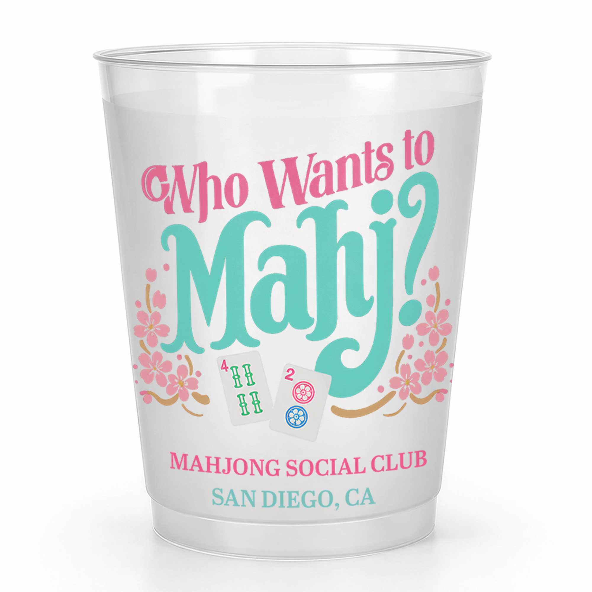 Personalized Frosted Cups Custom Name Gift for Mahjong Lovers Frosted Cups GradoCreations