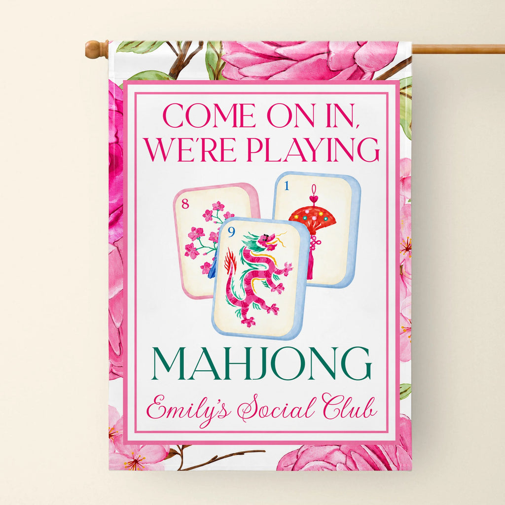 Personalized Mahjong Garden Flag Custom Name Floral Gift Garden Flag GradoCreations