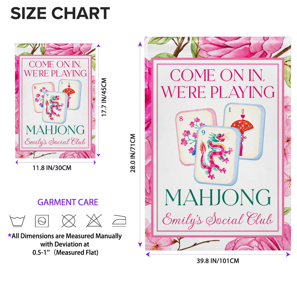 Personalized Mahjong Garden Flag Custom Name Floral Gift Garden Flag GradoCreations