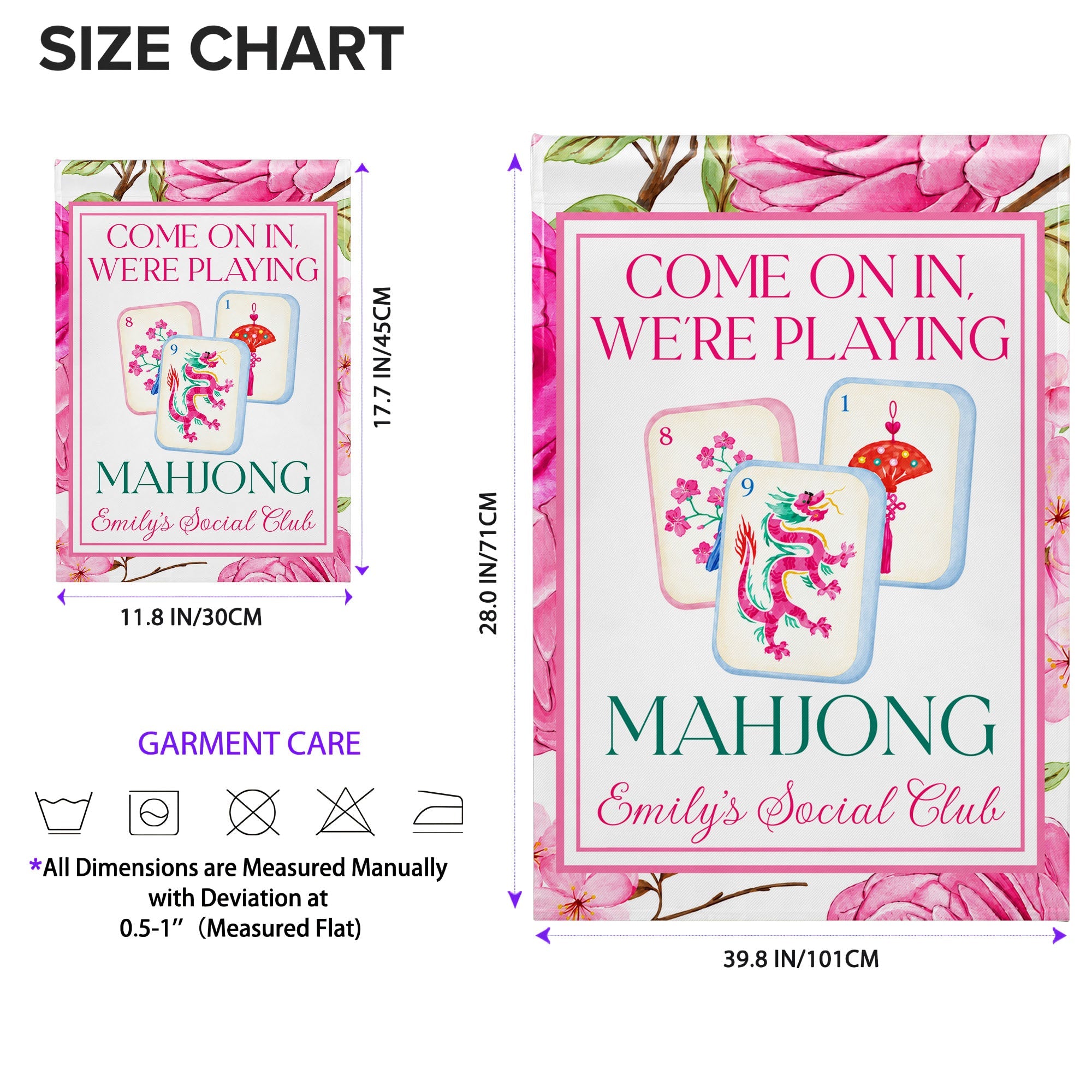 Personalized Mahjong Garden Flag Custom Name Floral Gift Garden Flag GradoCreations