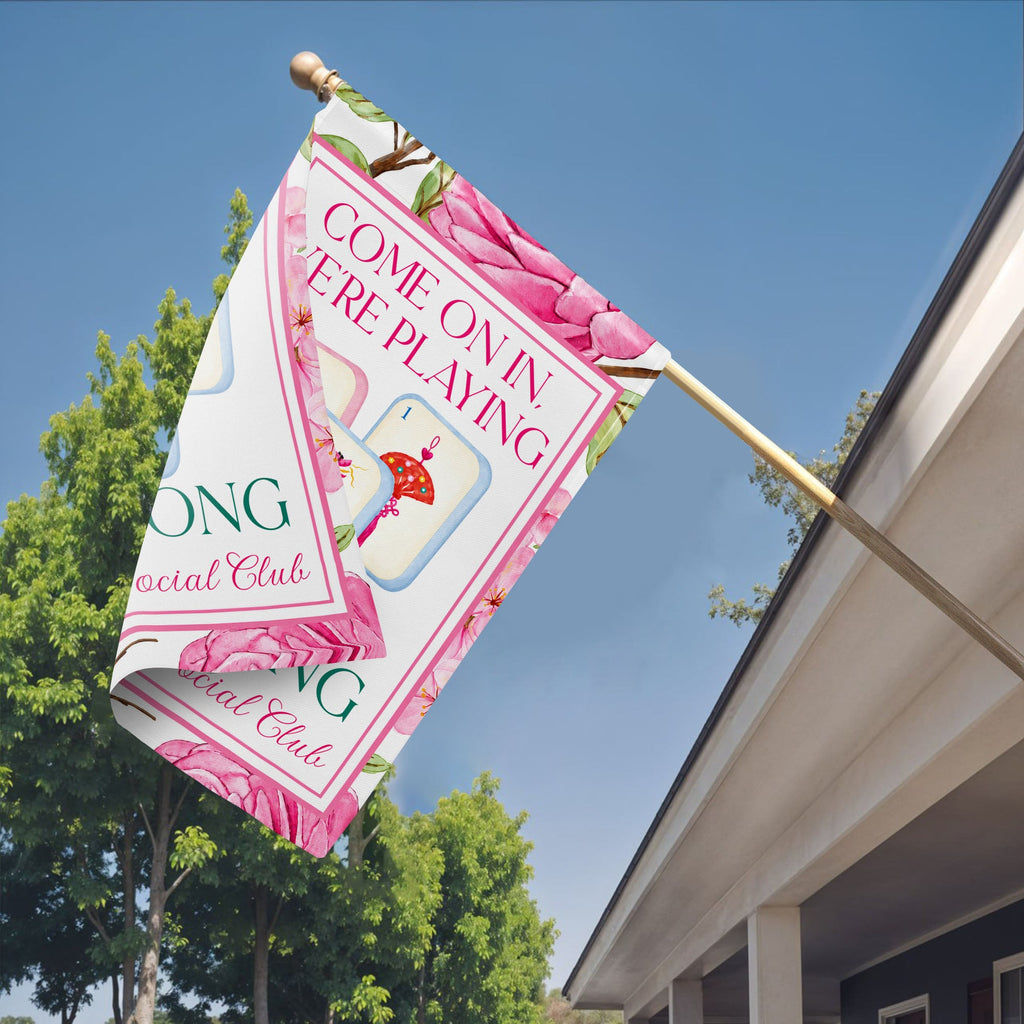 Personalized Mahjong Garden Flag Custom Name Floral Gift Garden Flag GradoCreations