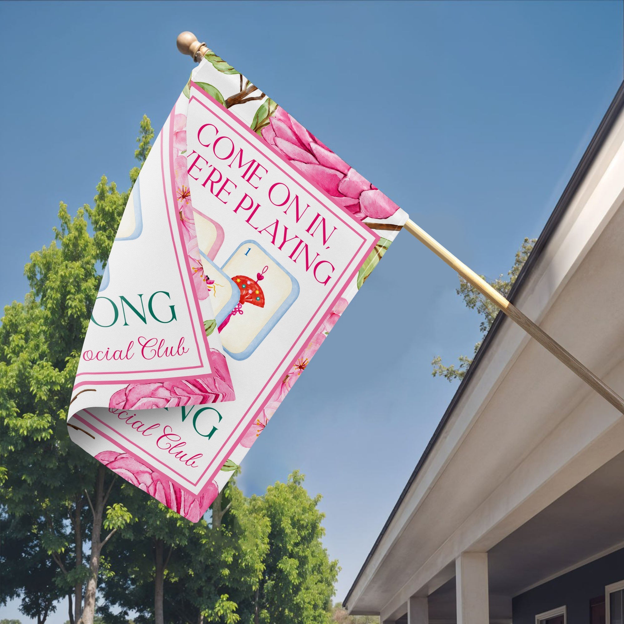 Personalized Mahjong Garden Flag Custom Name Floral Gift Garden Flag GradoCreations