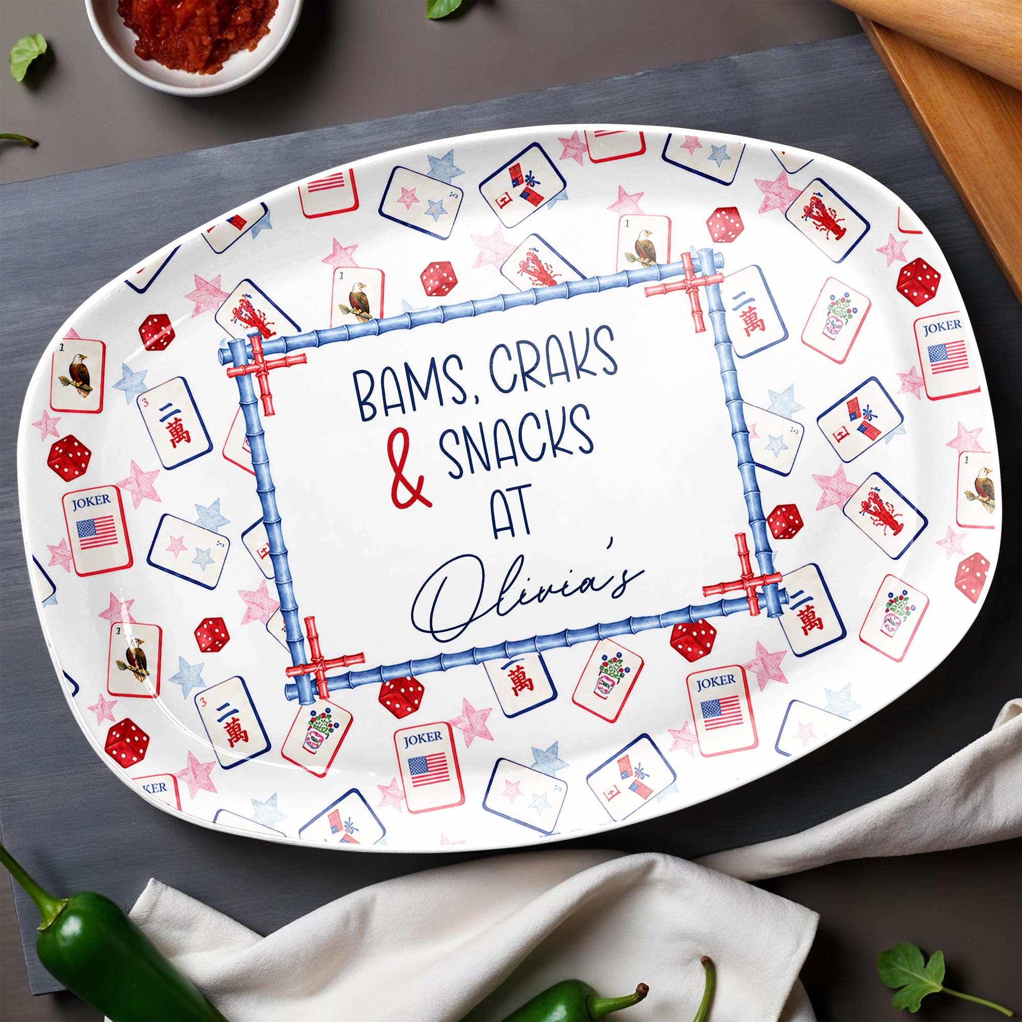 Personalized Custom Plate for Game Night Treats - Unique Gift Custom Plate GradoCreations
