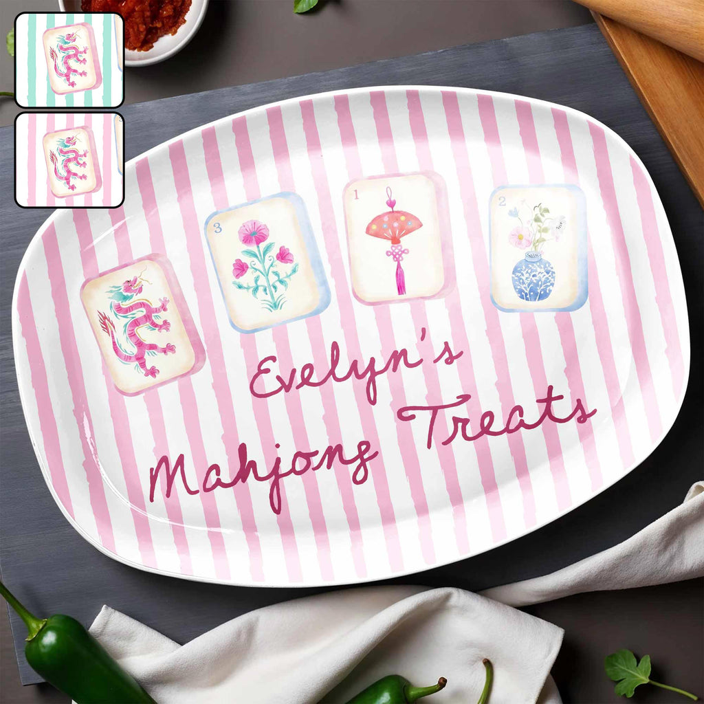 Personalized Custom Plate with Watercolor Mahjong Design for Hobbyists Gift Custom Plate GradoCreations