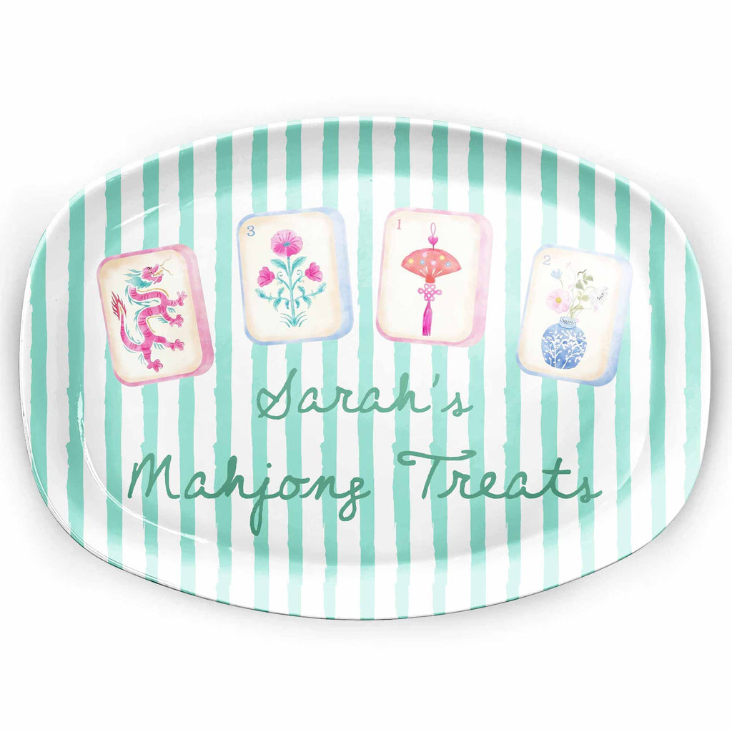 Personalized Custom Plate with Watercolor Mahjong Design for Hobbyists Gift Custom Plate GradoCreations