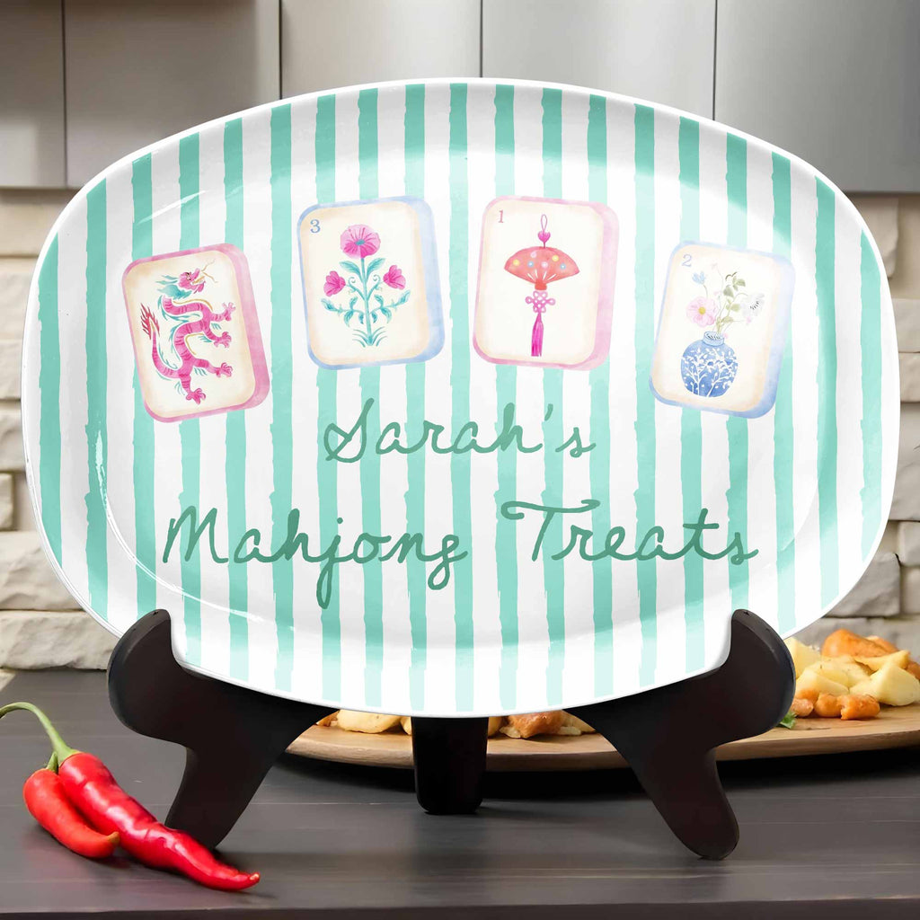 Personalized Custom Plate with Watercolor Mahjong Design for Hobbyists Gift Custom Plate GradoCreations