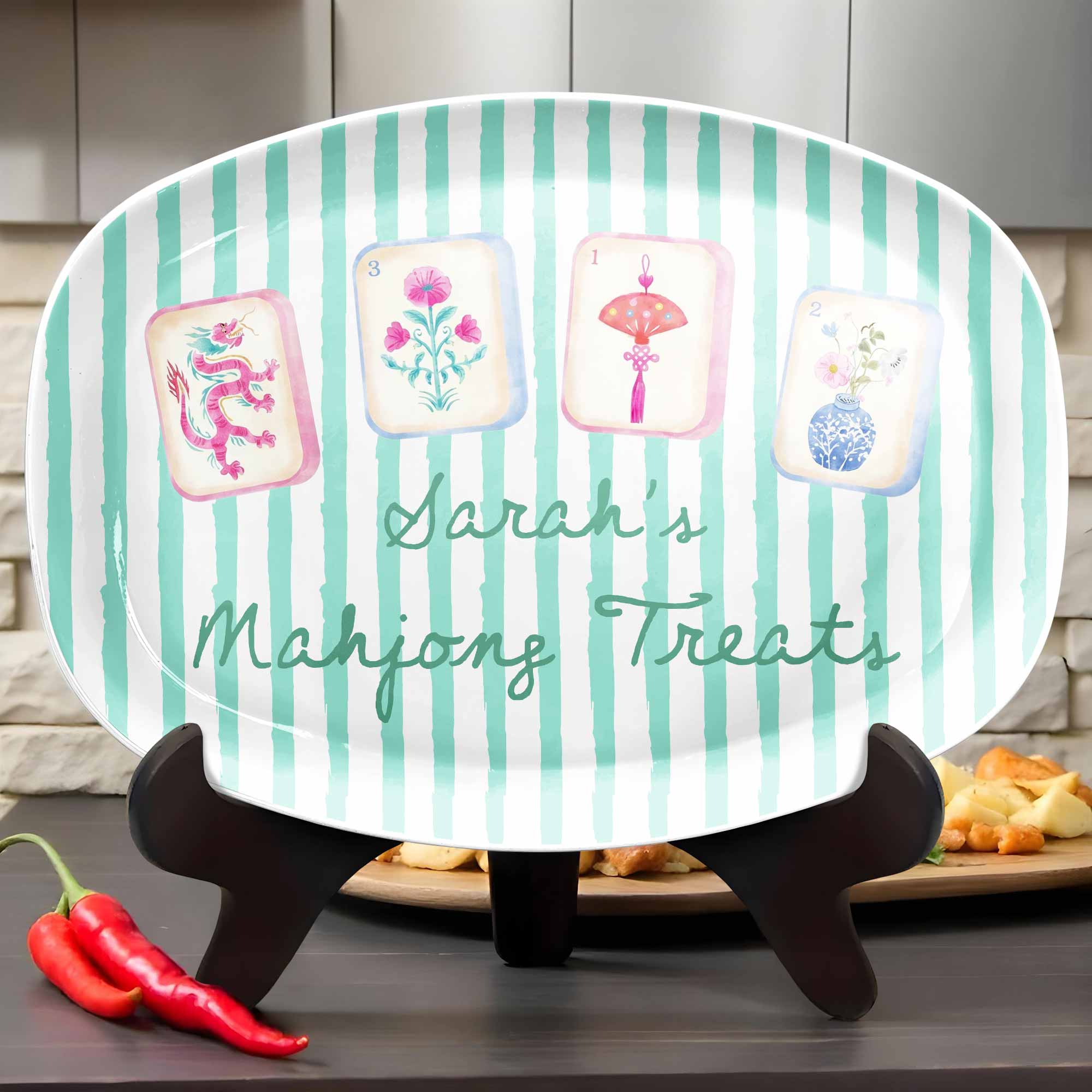 Personalized Custom Plate with Watercolor Mahjong Design for Hobbyists Gift Custom Plate GradoCreations