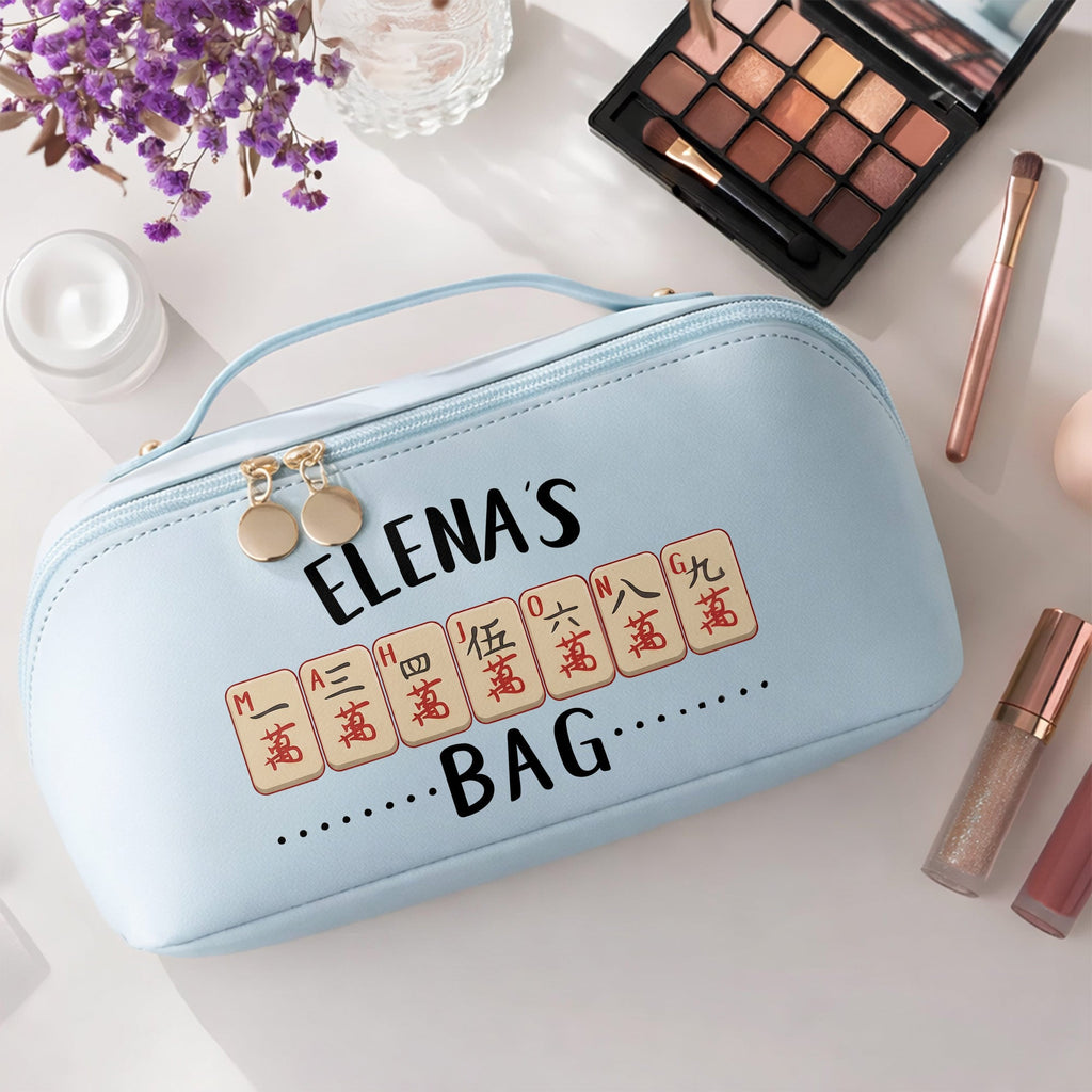 Personalized Faux Leather Makeup Bag Custom Name Gift for Besties Leather Makeup Bag GradoCreations