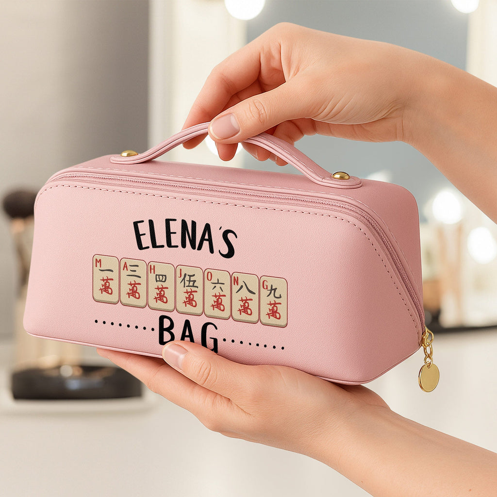 Personalized Faux Leather Makeup Bag Custom Name Gift for Besties Leather Makeup Bag GradoCreations
