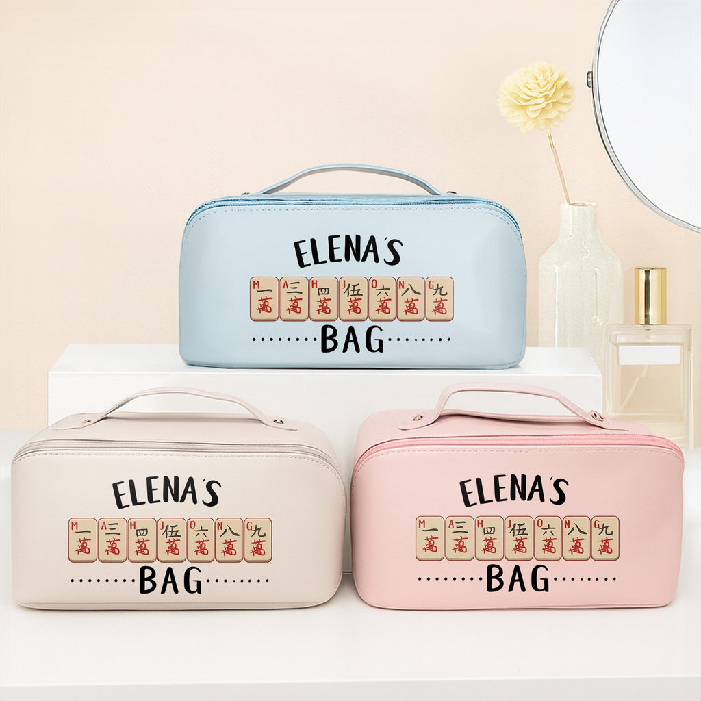 Personalized Faux Leather Makeup Bag Custom Name Gift for Besties Leather Makeup Bag GradoCreations