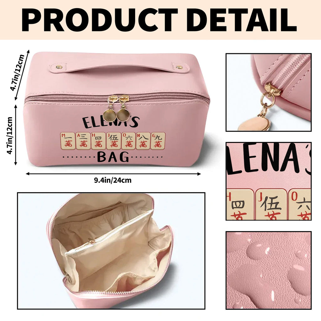 Personalized Faux Leather Makeup Bag Custom Name Gift for Besties Leather Makeup Bag GradoCreations
