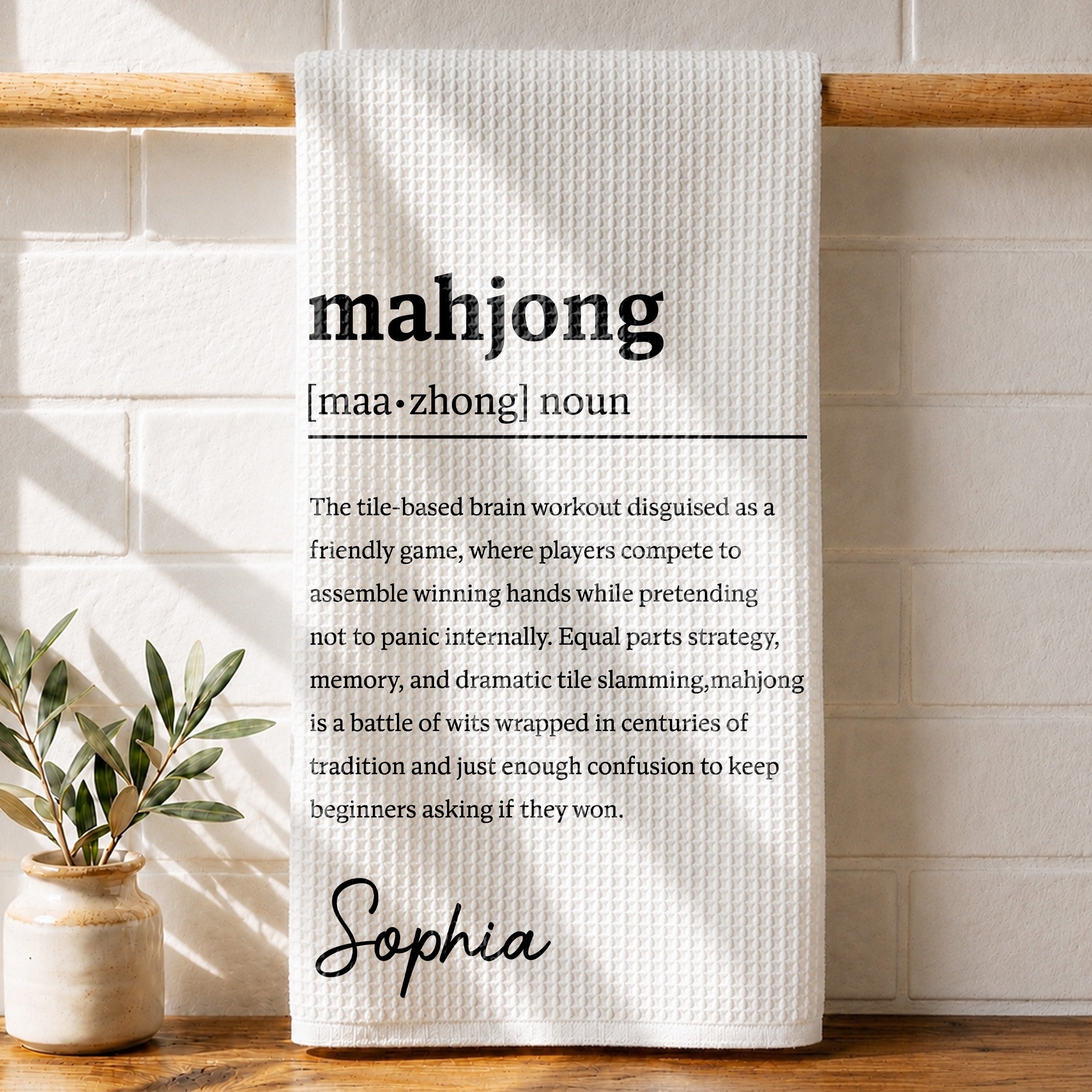 Personalized Mahjong Definition Kitchen Towel Gift for Hobbyists Kitchen Towel GradoCreations