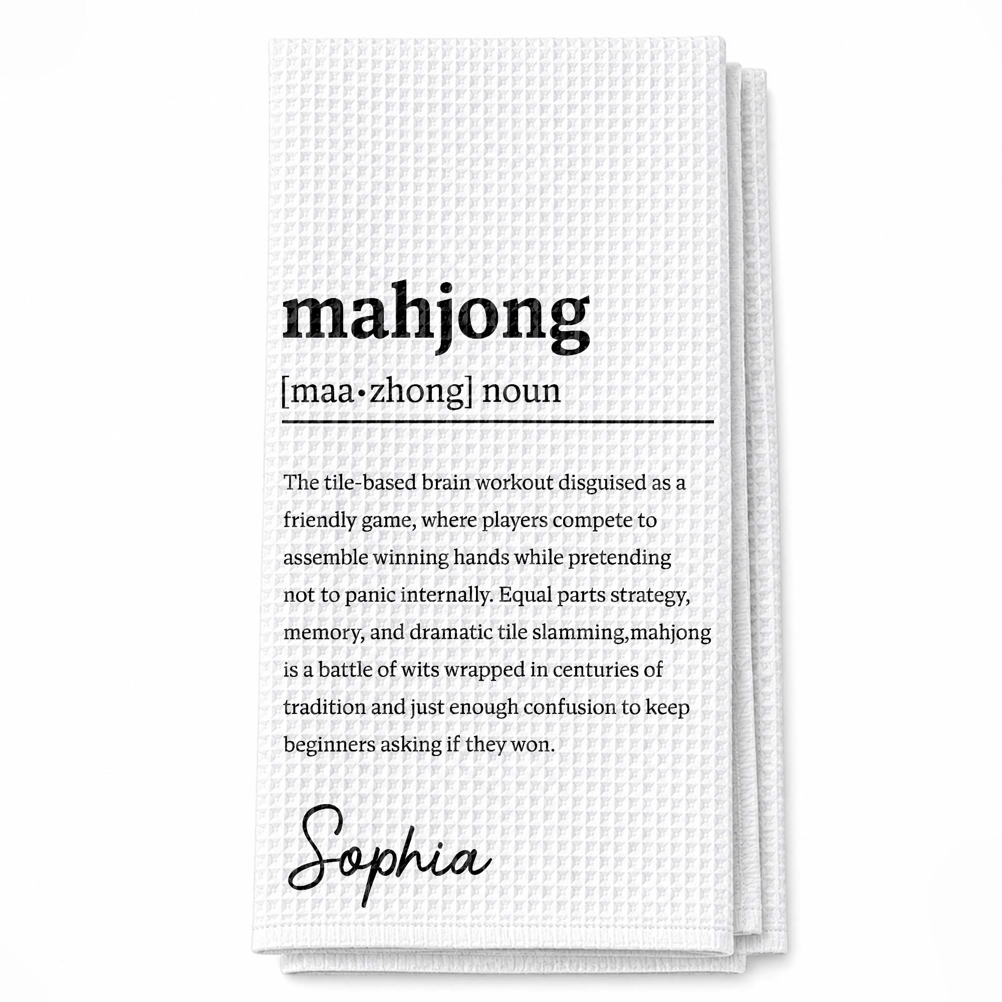 Personalized Mahjong Definition Kitchen Towel Gift for Hobbyists Kitchen Towel GradoCreations