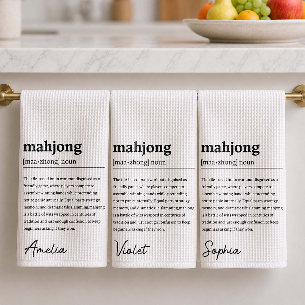 Personalized Mahjong Definition Kitchen Towel Gift for Hobbyists Kitchen Towel GradoCreations