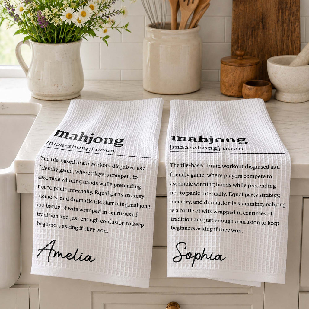 Personalized Mahjong Definition Kitchen Towel Gift for Hobbyists Kitchen Towel GradoCreations