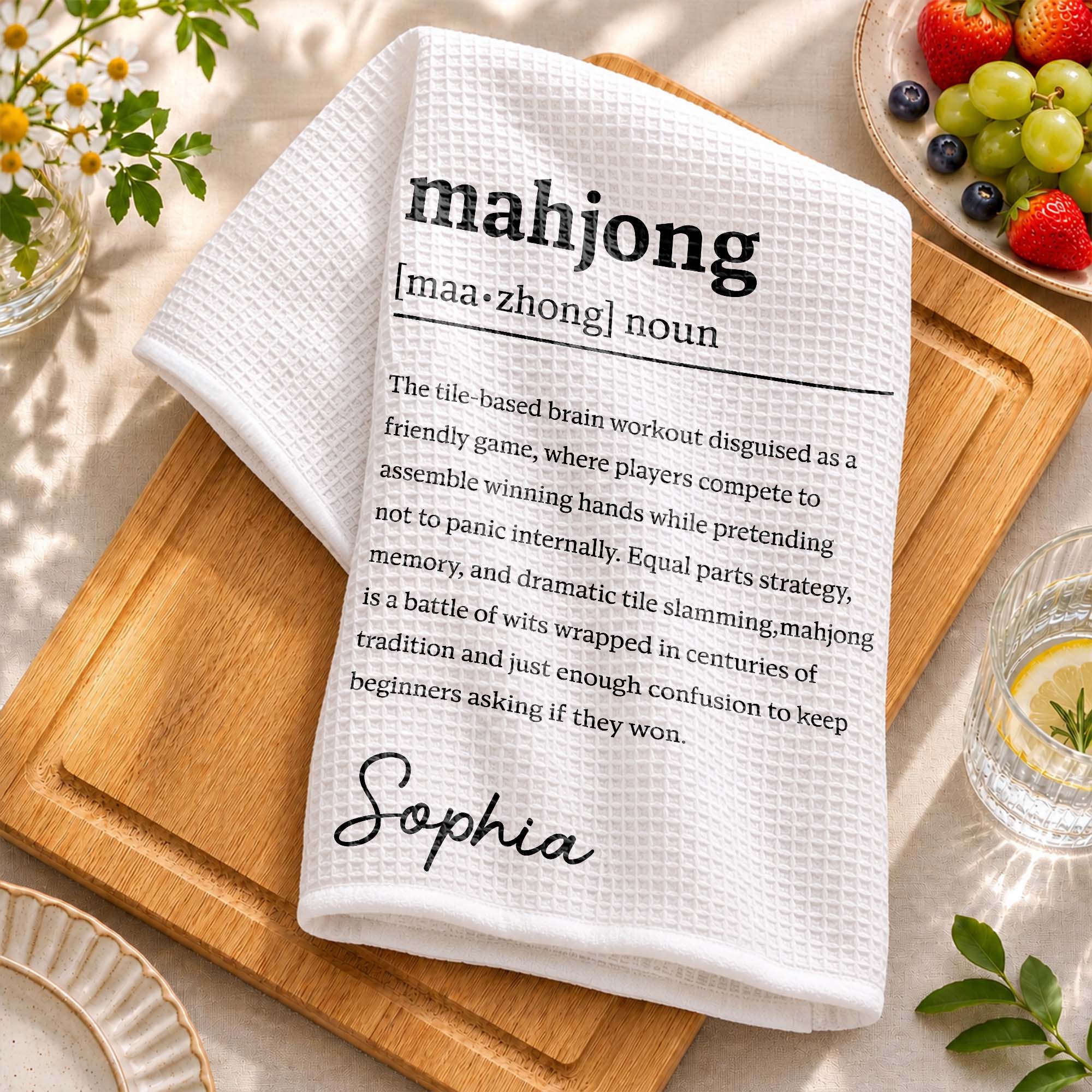 Personalized Mahjong Definition Kitchen Towel Gift for Hobbyists Kitchen Towel GradoCreations
