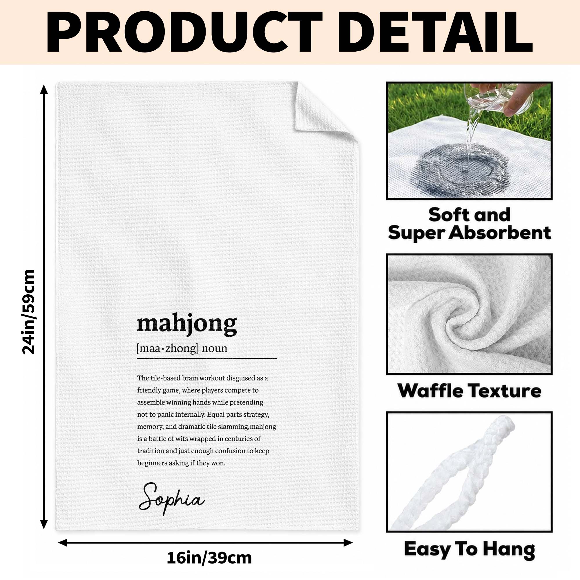 Personalized Mahjong Definition Kitchen Towel Gift for Hobbyists Kitchen Towel GradoCreations