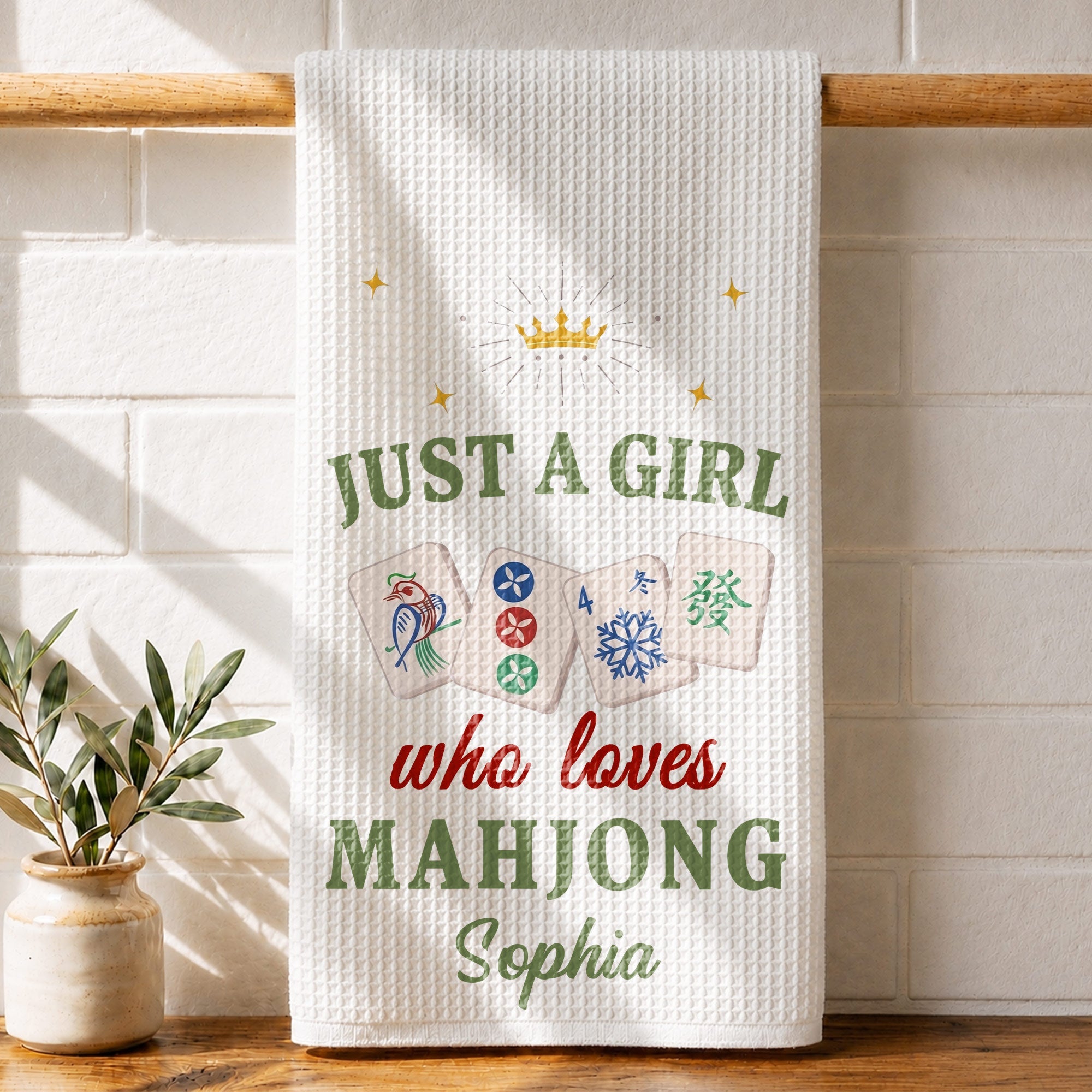 Personalized Mahjong Kitchen Towel Custom Gift for Her Kitchen Towel GradoCreations