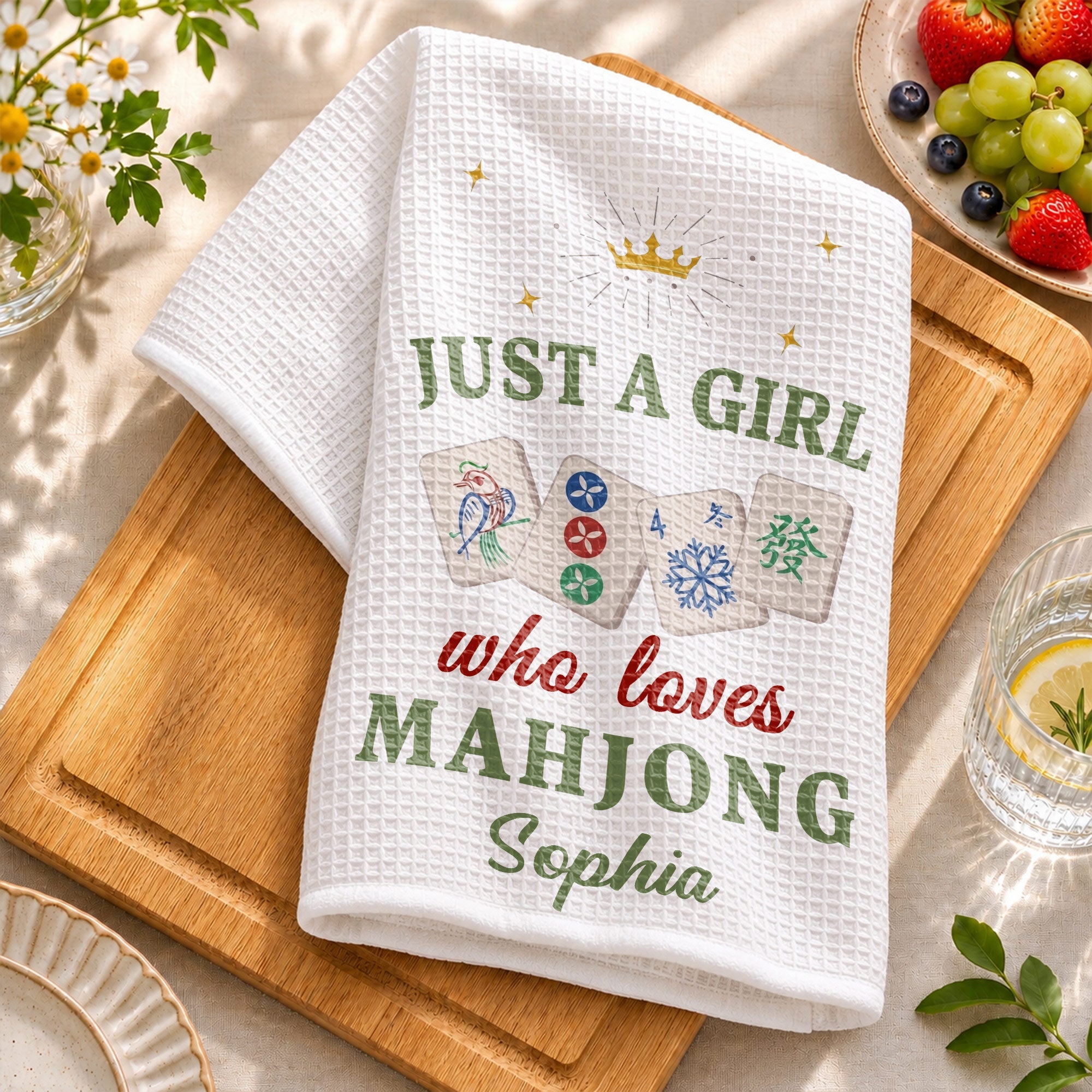 Personalized Mahjong Kitchen Towel Custom Gift for Her Kitchen Towel GradoCreations