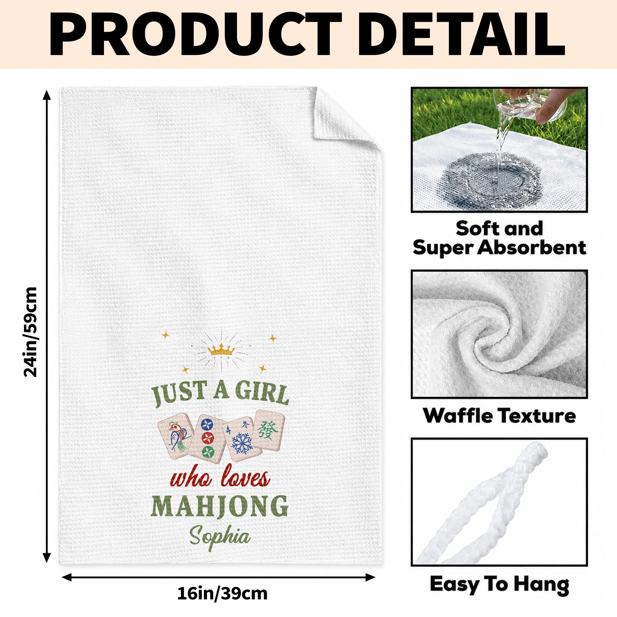 Personalized Mahjong Kitchen Towel Custom Gift for Her Kitchen Towel GradoCreations