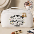 Personalized Faux Leather Makeup Bag Mahjong Gift for Her Leather Makeup Bag GradoCreations
