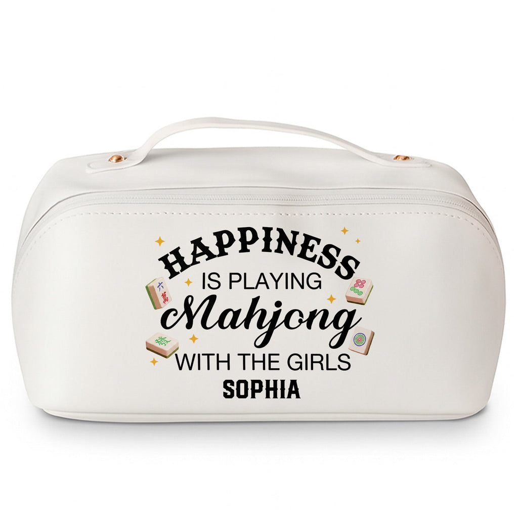 Personalized Faux Leather Makeup Bag Mahjong Gift for Her Leather Makeup Bag GradoCreations