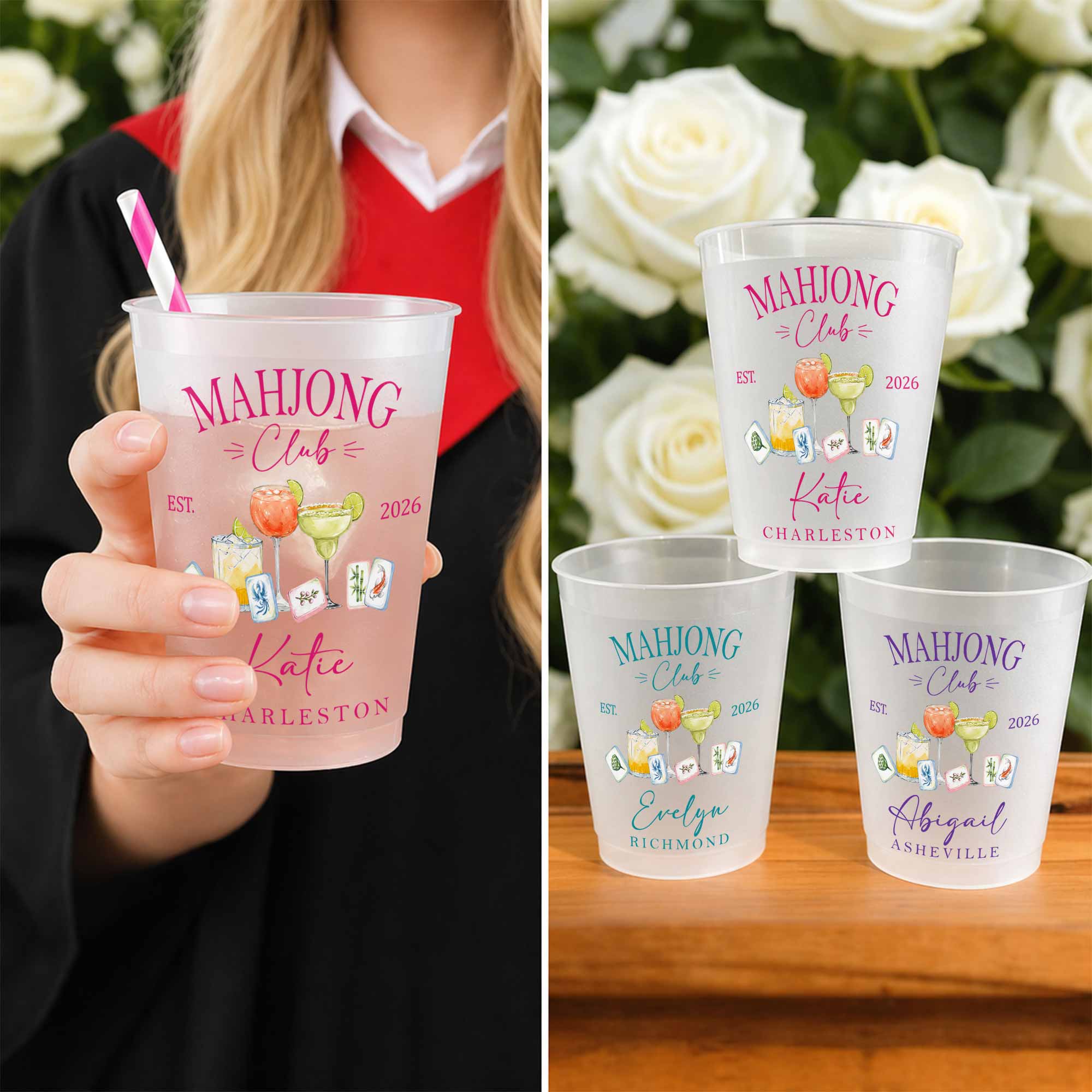 Personalized Frosted Cups Custom Name Cocktail Gift for Besties Frosted Cups GradoCreations