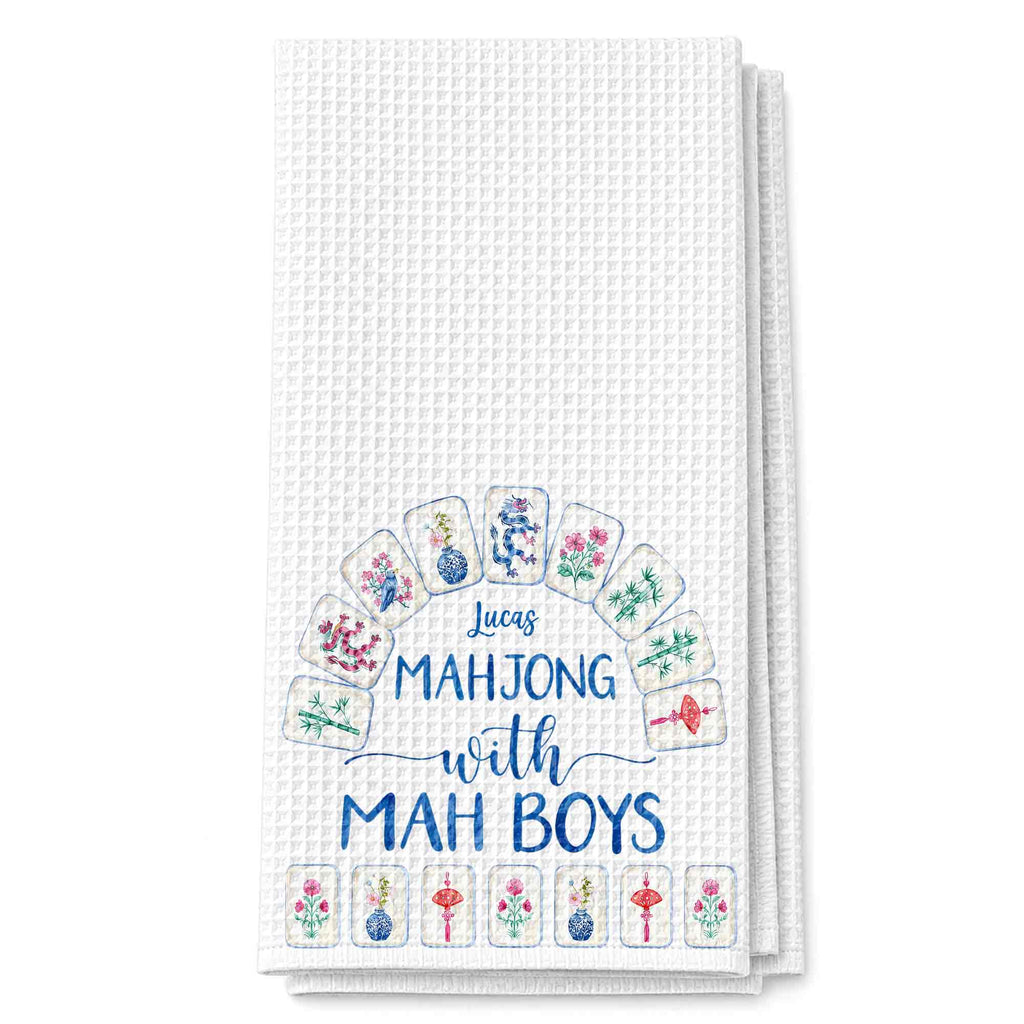 Personalized Mahjong Kitchen Towel Custom Name Gift for Him Kitchen Towel GradoCreations
