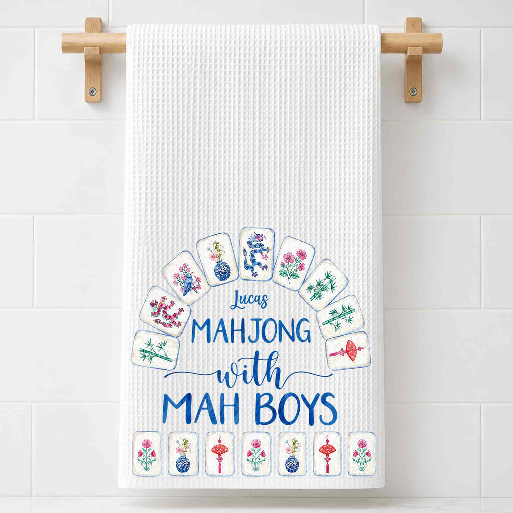 Personalized Mahjong Kitchen Towel Custom Name Gift for Him Kitchen Towel GradoCreations