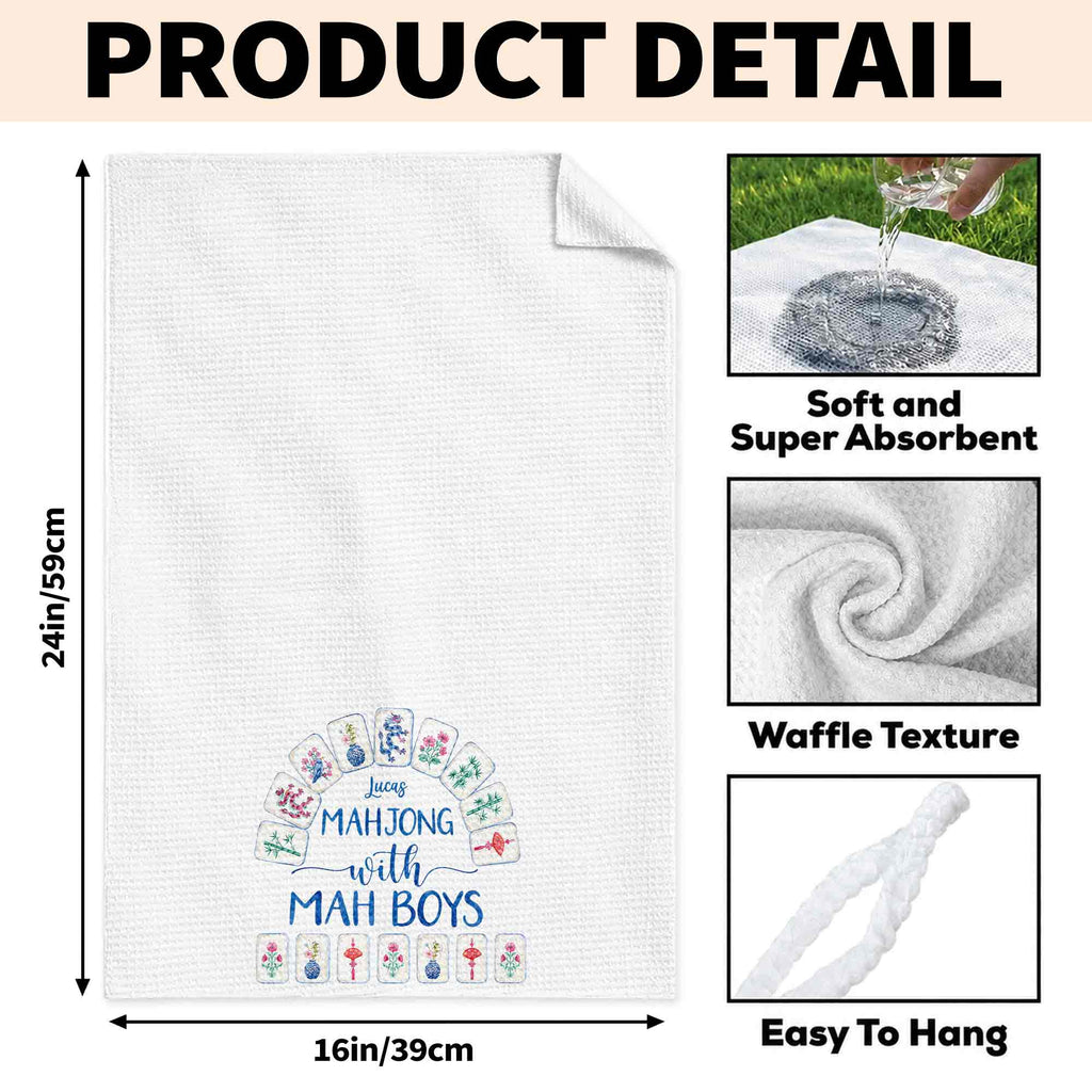 Personalized Mahjong Kitchen Towel Custom Name Gift for Him Kitchen Towel GradoCreations