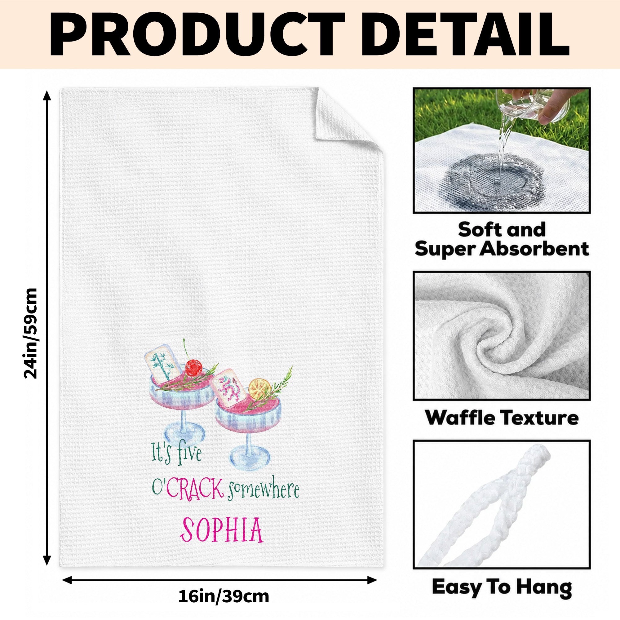 Personalized Kitchen Towel Custom Name Gift for Besties Kitchen Towel GradoCreations