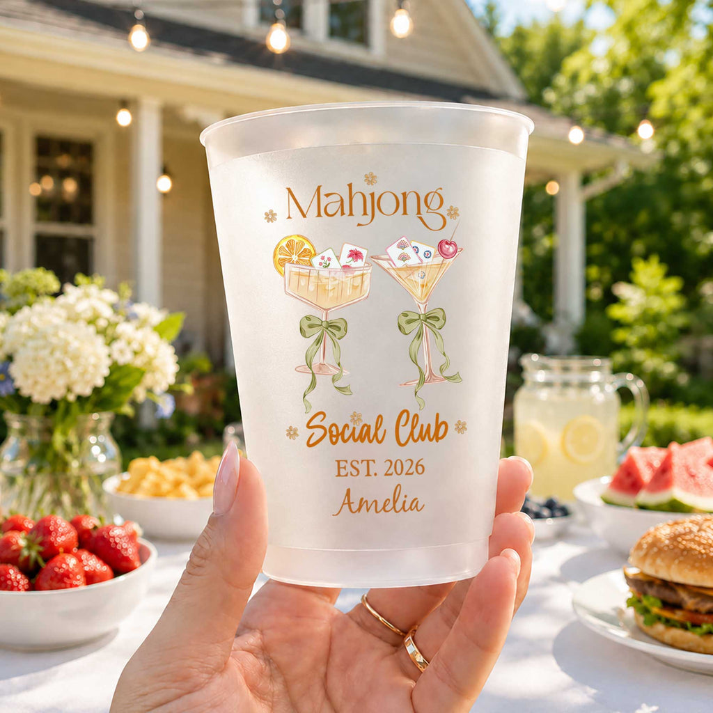 Personalized Frosted Cups for Mahjong Lovers & Game Night
