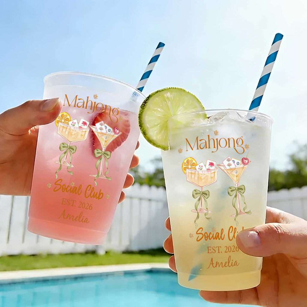 Personalized Frosted Cups for Mahjong Lovers & Game Night